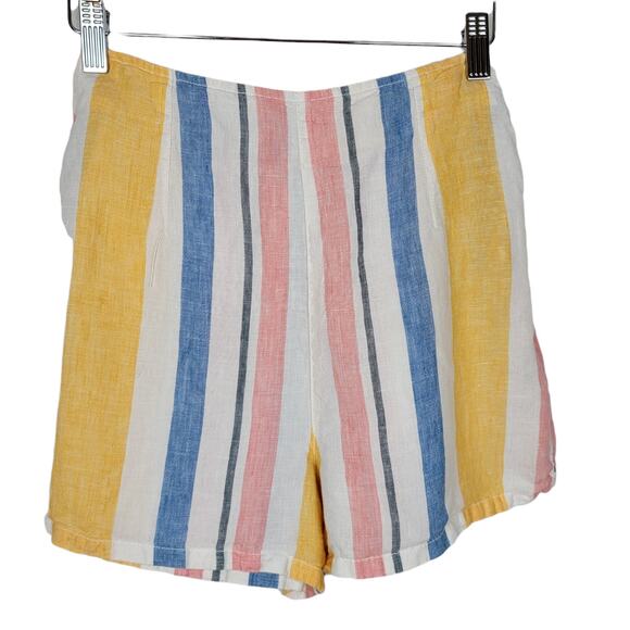 4/$20 -C&C California Striped 100% Linen High Waist Shorts - Size 4 - Picture 2 of 4